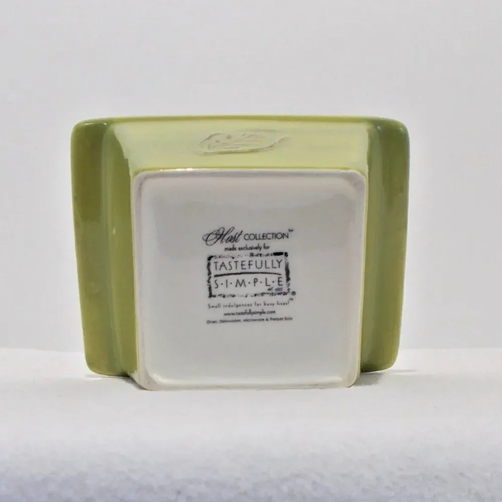 Tastefully Simple HOST COLLECTION Green Square DIP BOWL / OVEN BAKING DISH